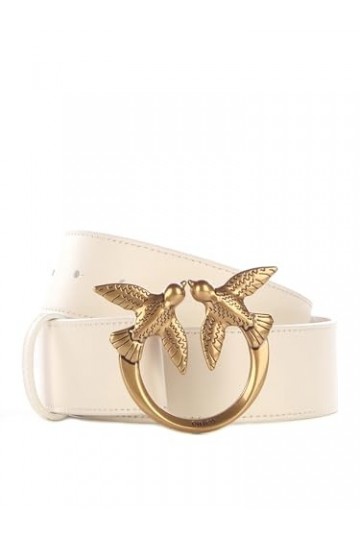 Pinko Love Berry Simply H4 Belt Vis Ceinture, Z14q_Blanc-Antique Gold, XS Femme