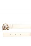 Pinko Love Berry Simply H4 Belt Vis Ceinture, Z14q_Blanc-Antique Gold, XS Femme