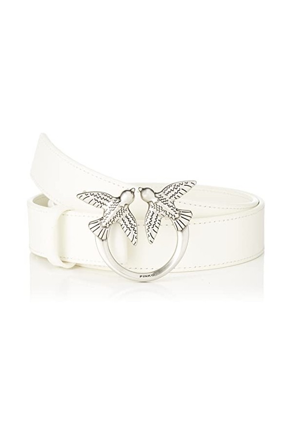 Pinko Love Berry Simply Belt H3 VIT. Ceinture, C03o_Beige G. Maroso-Old Silver, S Femme
