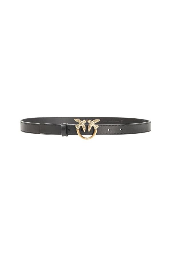 Pinko Love Berry H2 Belt Veau Set Ceinture, Z99q_Noir-Antique Gold, XS Femme