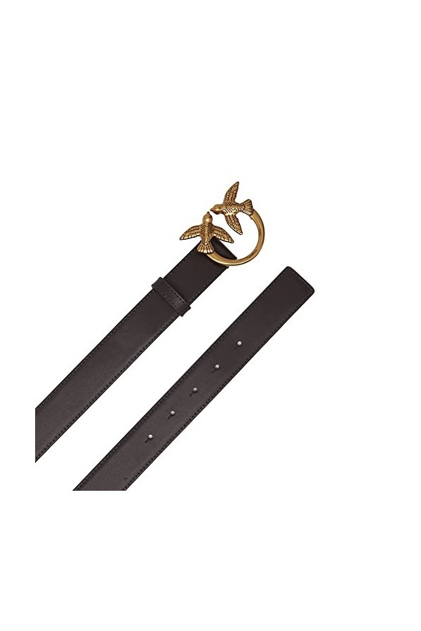 Pinko Love Berry H3 Belt Vello Set Ceinture, Z99q_Noir-Antique Gold, XS Femme