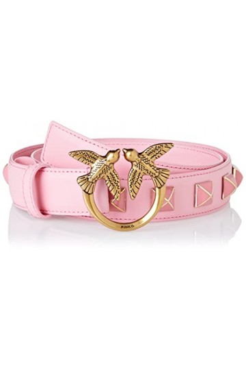 Pinko Love Berry H3 Belt Vitello Set Ceinture, P31q_Rose Marine-Antique Gold, S Femme