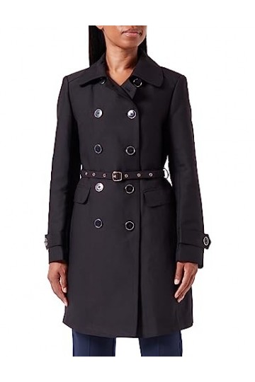 Morgan Trench Long Ceinture Oeillets 222-GMAGIC, Noir, 38 Femme