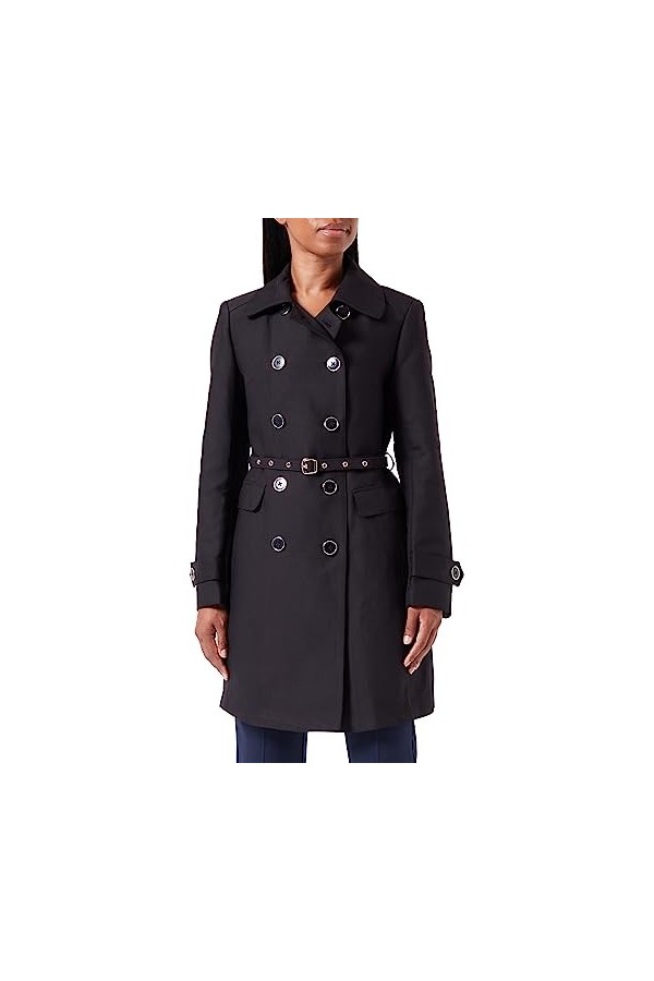 Morgan Trench Long Ceinture Oeillets 222-GMAGIC, Noir, 38 Femme