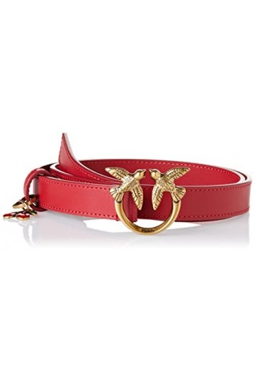 Pinko Love Berry H2 Belt Vitello Set Ceinture, R41q_Rouge Grenat-Antique Gold, XS Femme