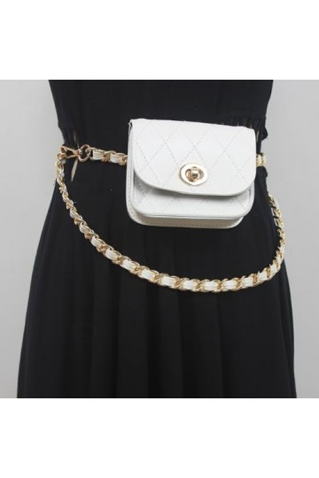 Sweden Sac Banane Ceinture chaîne Taille Femme Robe Femme avec Ceinture chaîne ornée Color : Argento 