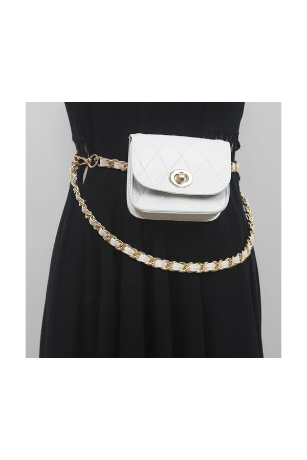 Sweden Sac Banane Ceinture chaîne Taille Femme Robe Femme avec Ceinture chaîne ornée Color : Argento 