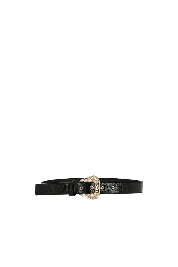 Versace JEANS COUTURE Ceinture effet cuir crocodile avec boucle Baroque Noir/Or, Noir , 70 EU