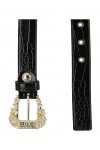 Versace JEANS COUTURE Ceinture effet cuir crocodile avec boucle Baroque Noir/Or, Noir , 70 EU