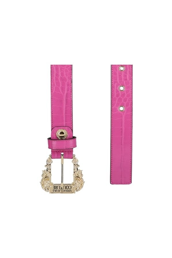 Versace Jeans Couture ceinture en similicuir effet crocodile avec boucle Baroque fuchsia or, fuchsia, 85 EU