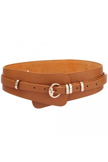 Disimlarl Ceinture décorative en cuir avec boucle en alliage pour femme Style rétro Noir, marron, taille unique