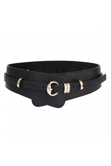 Disimlarl Ceinture décorative en cuir avec boucle en alliage pour femme Style rétro Noir, marron, taille unique