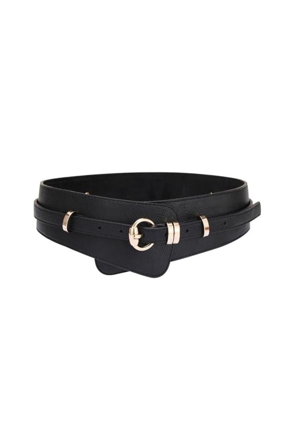 Disimlarl Ceinture décorative en cuir avec boucle en alliage pour femme Style rétro Noir, marron, taille unique
