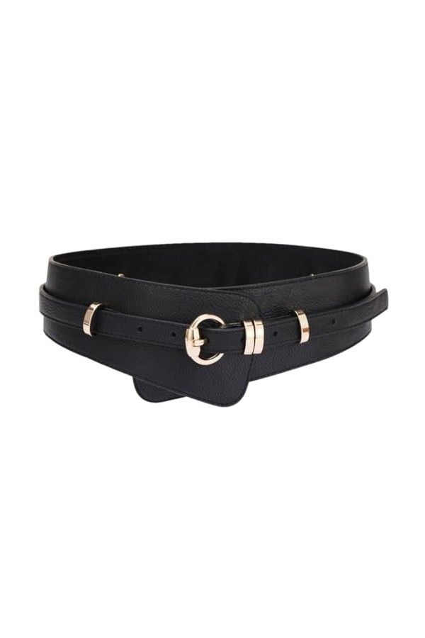 Disimlarl Ceinture décorative en cuir avec boucle en alliage pour femme Style rétro Noir, kaki, taille unique
