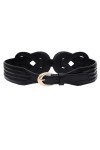Disimlarl Ceinture élastique chinoise noire en cuir verni pour femme, Noir , taille unique