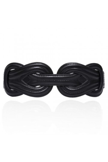 Disimlarl Ceinture élastique chinoise noire en cuir verni pour femme, Noir , taille unique