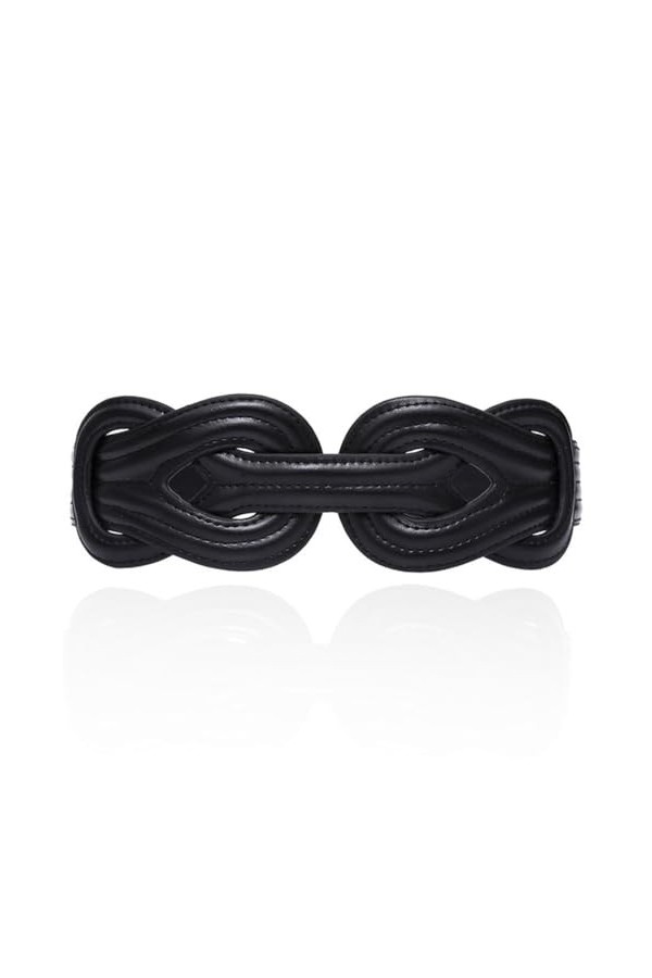 Disimlarl Ceinture élastique chinoise noire en cuir verni pour femme, Noir , taille unique