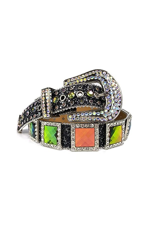 DBFBDTU Ceintures western en strass pour femme avec cristaux cloutés Cowgirl Bling Belts, Noir En8, 117 cm