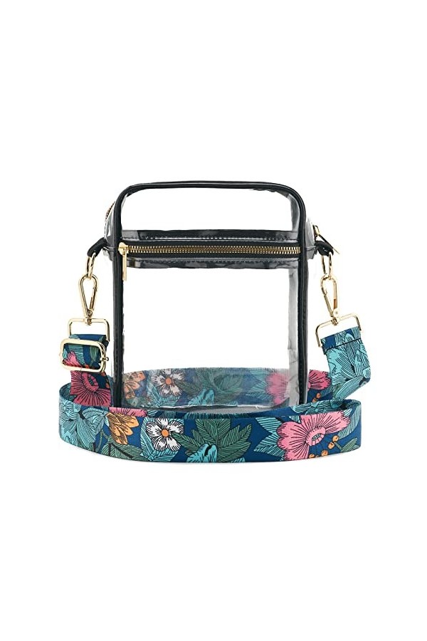 WEIMZC Sac à bandoulière transparent approuvé par le stade, bandoulière réglable pour concerts, festivals, sports, Couleur 35