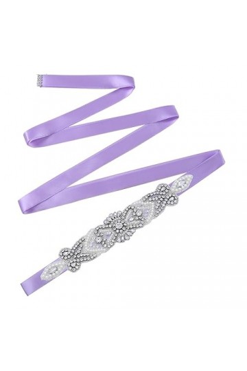 Pulcykp Ceinture de mariée pour femme avec strass et perles, Violet, taille unique
