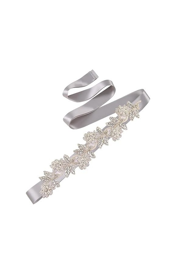 Pulcykp Ceinture de mariée avec fleurs et strass - Ceinture de fête pour femme - Appliques - Ceinture de robe de mariée, Ruba