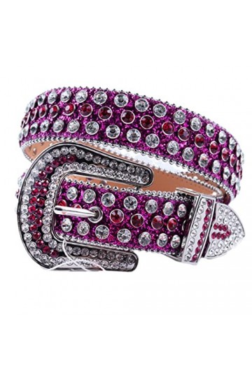 Ceinture cloutée en cuir véritable de luxe avec strass pour femme et homme, Doré argenté, 105cm