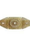 Grande ceinture marocaine dorée rectangulaire en cristal pour robe de mariée - 105 cm