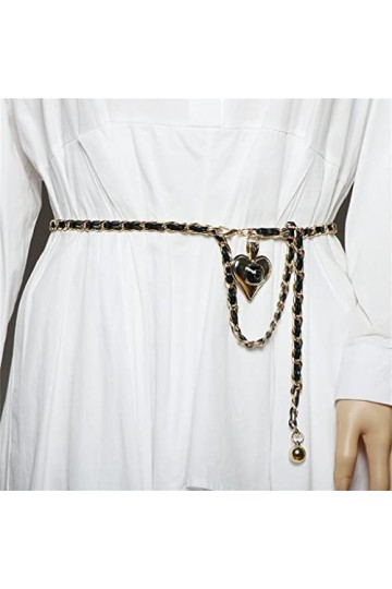 RWRAPS Chaîne tressée en métal Coeur Pendentif Taille Chaîne Ceinture Jupe Manteau Accessoires décoratifs Couleur : B, Taill