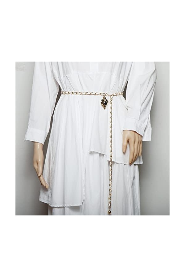 RWRAPS Chaîne tressée en métal Coeur Pendentif Taille Chaîne Ceinture Jupe Manteau Accessoires décoratifs Couleur : B, Taill