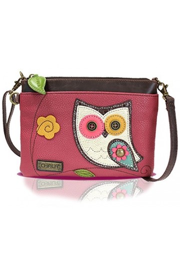 Chala Mini sac à main à bandoulière avec fermeture éclair multiple, cuir synthétique, petite bandoulière réglable - Rose - 8.