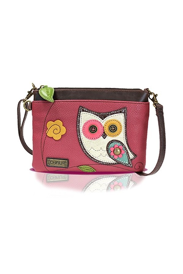 Chala Mini sac à main à bandoulière avec fermeture éclair multiple, cuir synthétique, petite bandoulière réglable - Rose - 8.