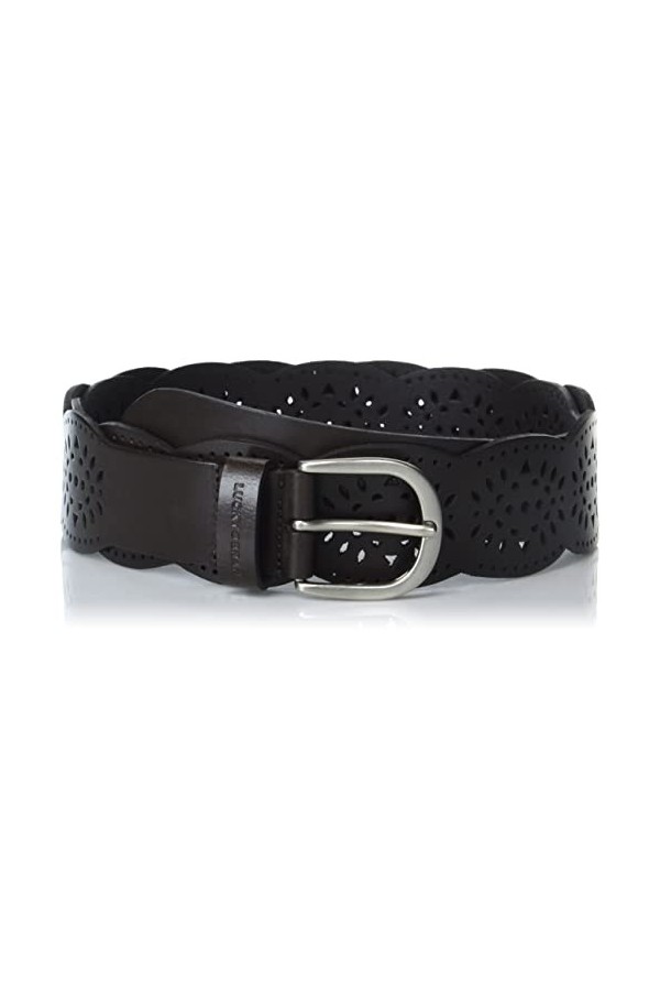 Lucky Brand Ceinture en cuir perforé pour femme, marron, Large