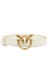 Pinko Love Berry H2 Belt Veau Set Ceinture, Z14q_Blanc Soie-Antique Gold, XS Femme