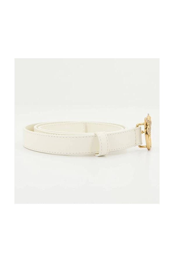 Pinko Love Berry H2 Belt Veau Set Ceinture, Z14q_Blanc Soie-Antique Gold, XS Femme