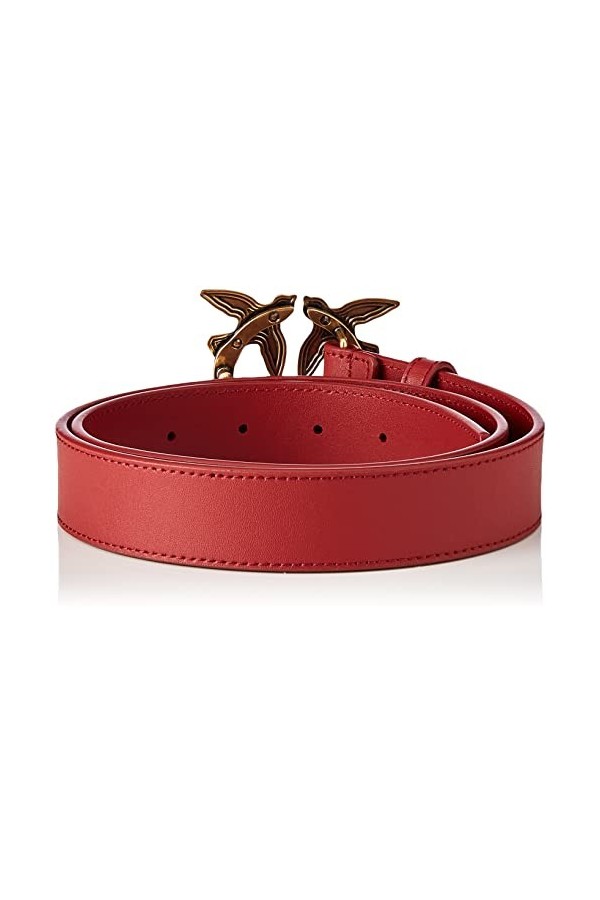 Pinko Love Berry Simply H3 Belt Vis Ceinture, R72q_Rouge Rubino-Antique Gold, L Femme