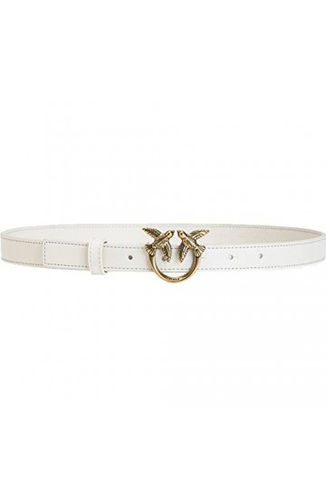 Pinko Love Berry Simply H2 Belt Vis Ceinture, Z14q_Blanc-Antique Gold, M Femme