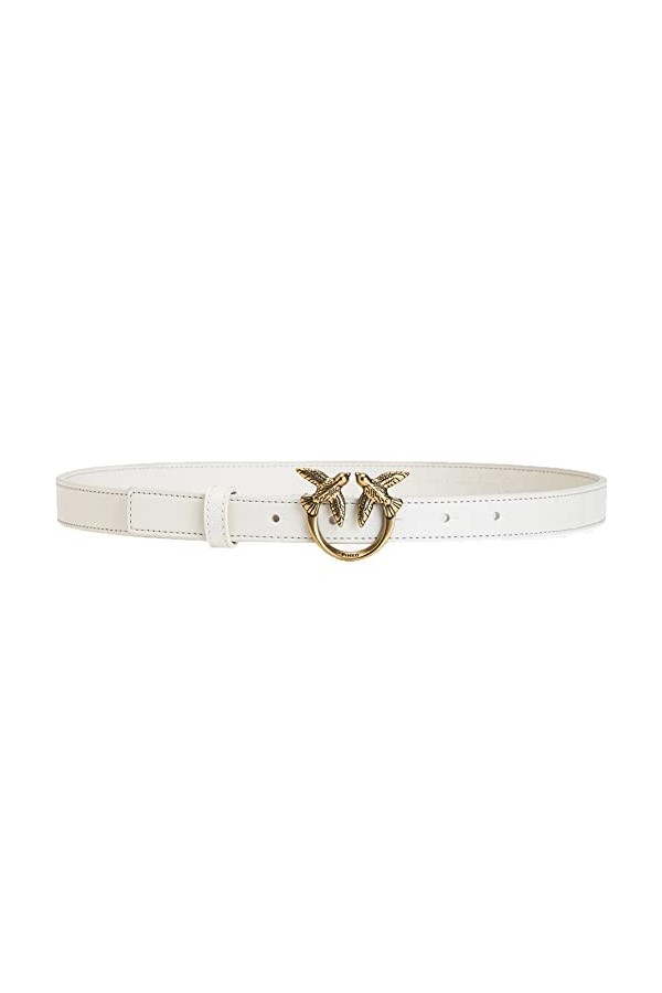 Pinko Love Berry Simply H2 Belt Vis Ceinture, Z14q_Blanc-Antique Gold, M Femme