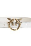 Pinko Love Berry Simply H2 Belt Vis Ceinture, Z14q_Blanc-Antique Gold, M Femme