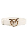 Pinko Love Berry H3 Belt Vello Set Ceinture, Z14q_Blanc Soie-Antique Gold, M Femme
