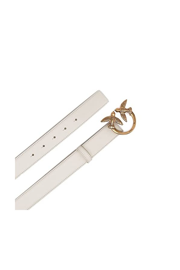Pinko Love Berry H3 Belt Vello Set Ceinture, Z14q_Blanc Soie-Antique Gold, M Femme