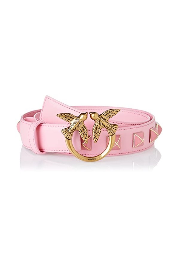Pinko Love Berry H3 Belt Vitello Set Ceinture, P31q_Rose Marine-Antique Gold, M Femme