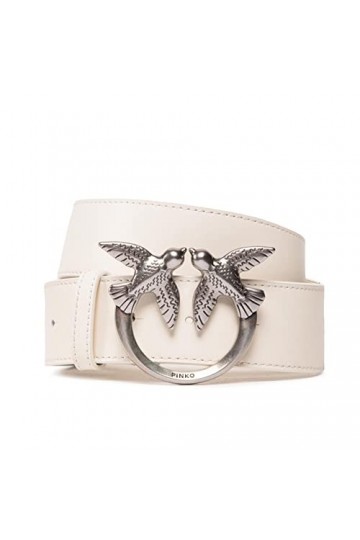 Pinko Love Berry Simply H4 Belt Vis Ceinture, Z14o_Blanc-Old Silver, S Femme