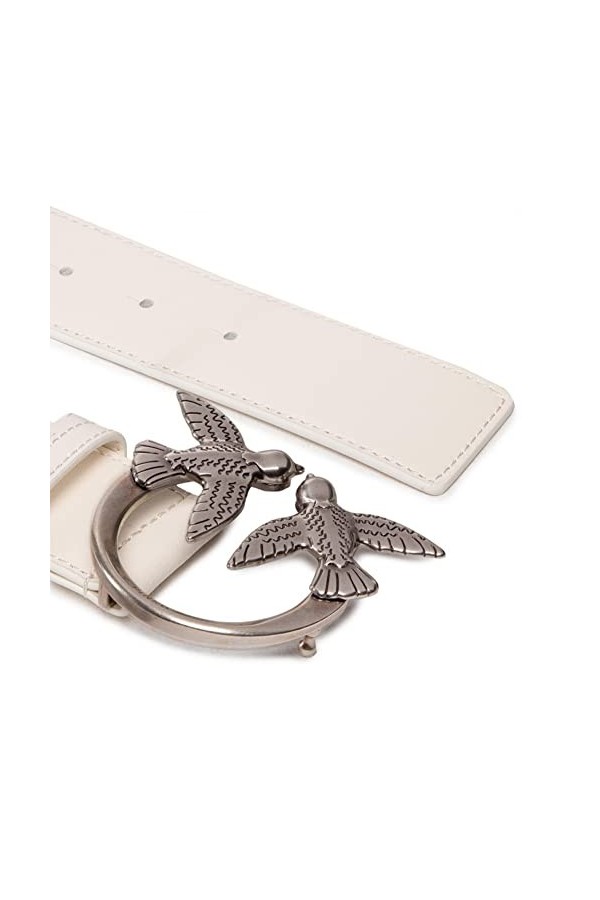 Pinko Love Berry Simply H4 Belt Vis Ceinture, Z14o_Blanc-Old Silver, S Femme