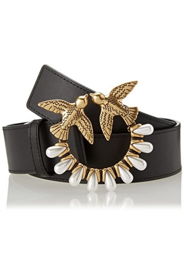 Pinko Love Berry Simply Jewel Pearl Ceinture, Z99Q_Nero-Antique Gold, XS Femme