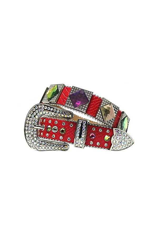 RSTJBH Bling Sangle de Luxe Strass Ceinture Femme Crystal Courroie cloutée pour Hommes Femmes Cowboy Cowgirl Belt Length : 4