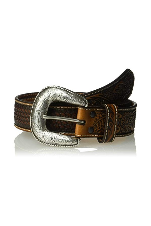 ARIAT Ceinture à timbre unisexe pour adulte Motif floral, peau, 40