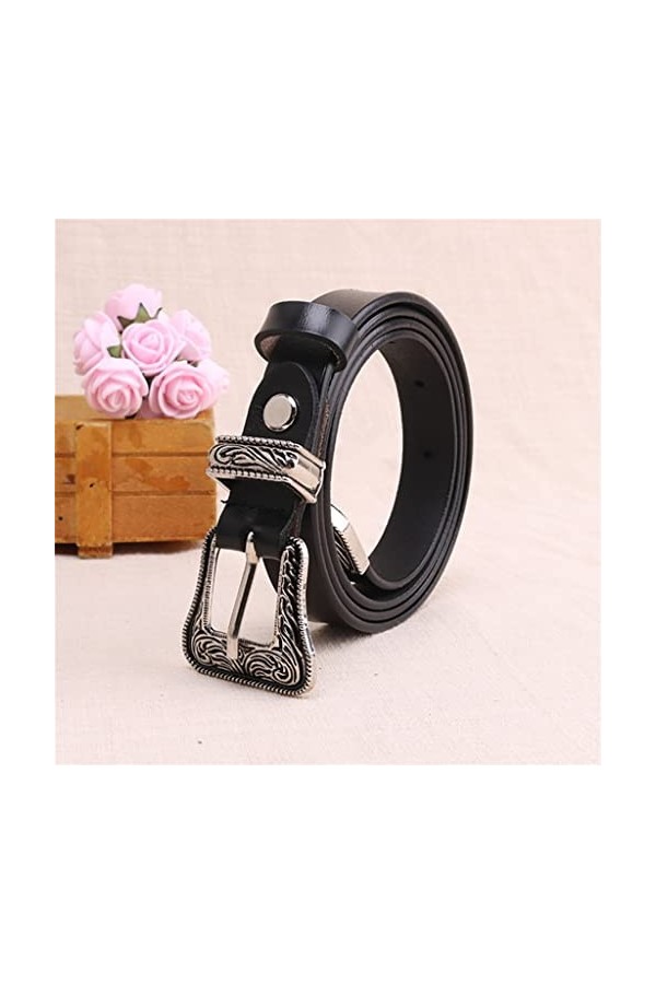 TJLSS Ceinture mince et polyvalente de la courroie de la ceinture de vachette de vachette Color : Black, Size : 100~110cm