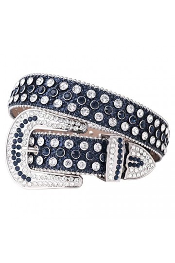 Wvapzxx Sangle de luxe Western Strass Diamant Ceinture Ceinture Hommes Femmes Cristal Coloré Punk Cowboy Ceinture, 2, 42 wais