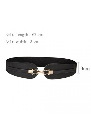 LIUZH Ceinture de boucle large femelle for femmes Band élastique Cinch Tail Belt Suit Pull Vêtements Accessoires Color : Bla