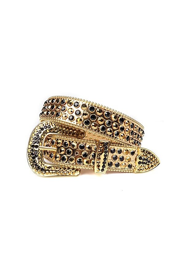 KUOKUO Qqiao Nouvelle ceinture de luxe à strass pour femmes hommes ceintures cloutées diamant occidental Cinto De Strass Cowg